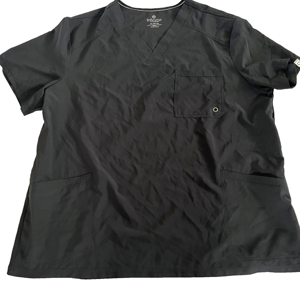 Infinity Cherokee Scrub Top Black V Neck Medical Workwear 2XL